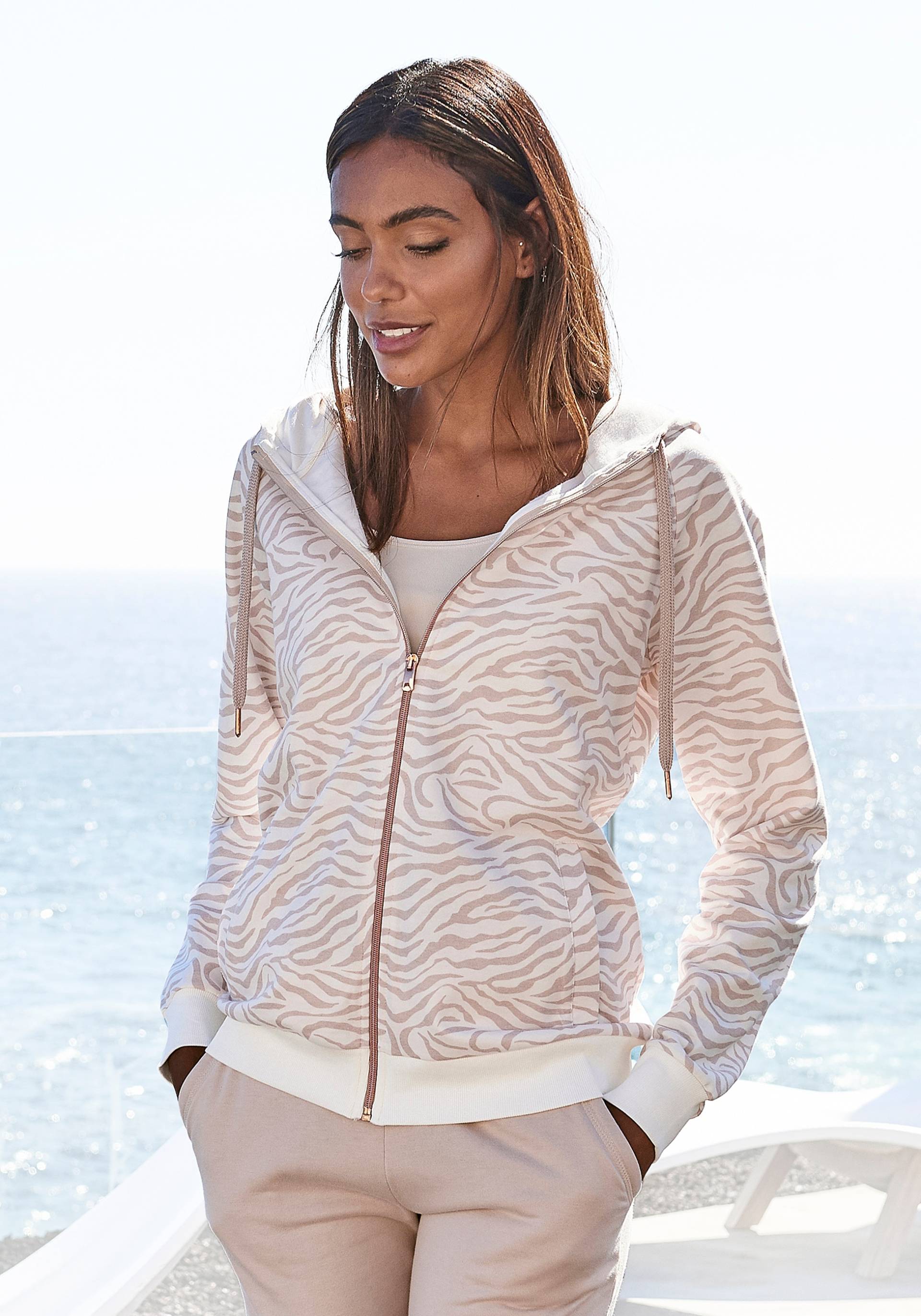 LASCANA Kapuzensweatjacke »Sweatshirtjacke mit Details in Roségoldfarben« von Lascana