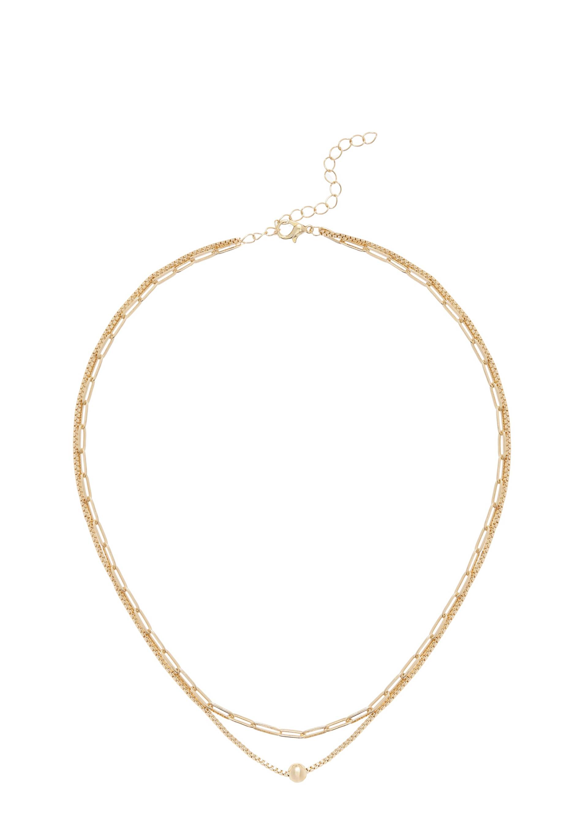 LASCANA Kette mit Anhänger, Halskette in Layer Optik, doppelte Kette, Collier mit Kugel LASCANA Kette mit Anhänger, Halskette in Layer Optik, doppelte Kette, Collier mit Kugel von Lascana