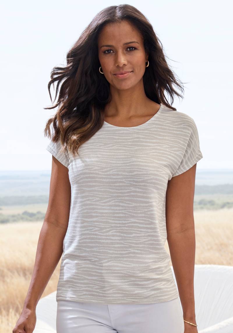 LASCANA Kurzarmshirt »mit modischem Zebra-Muster«, aus weichem Viskose-Strick von Lascana
