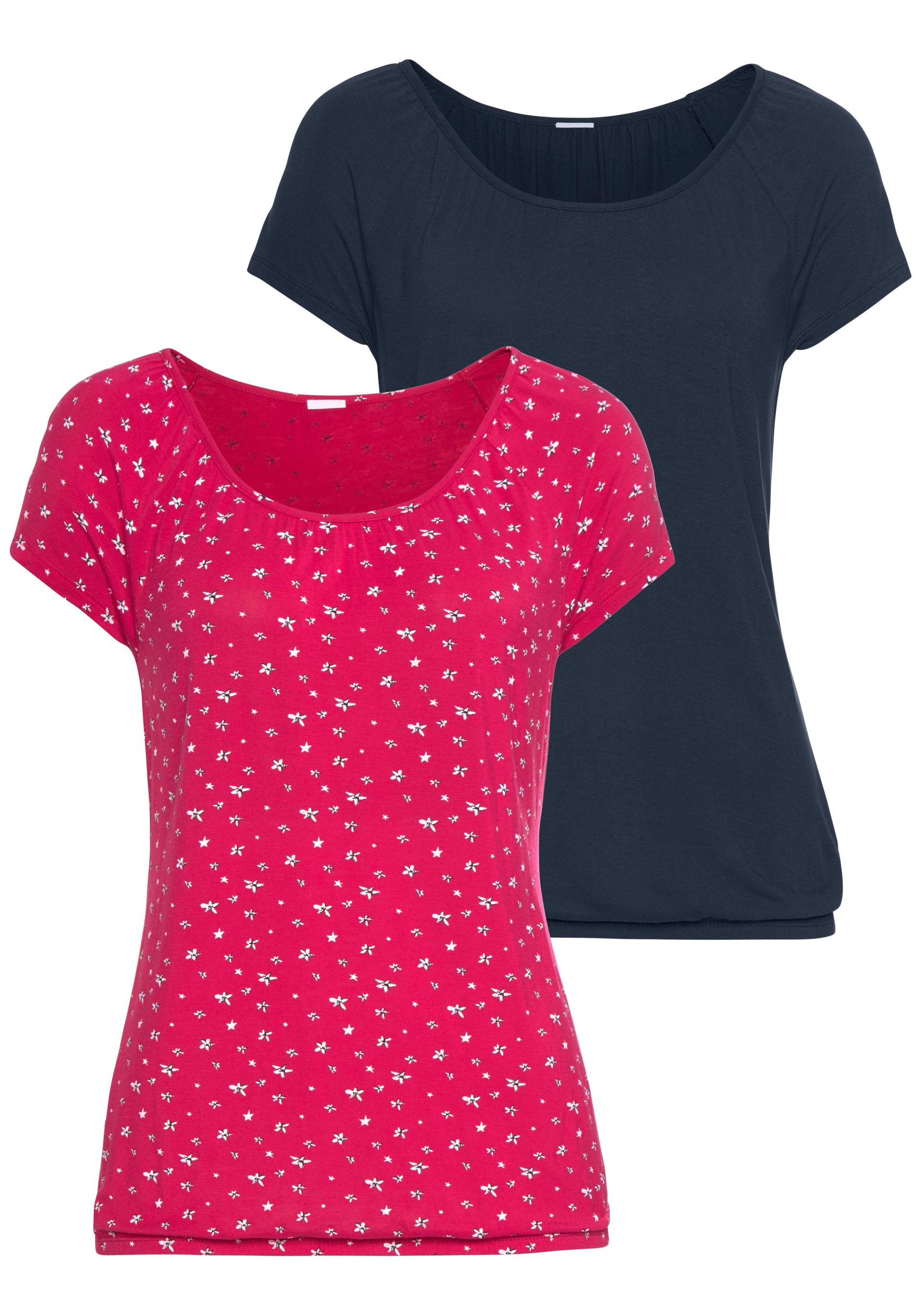 LASCANA Kurzarmshirt, (2er-Pack), mit leicht gerafftem Rundhalsausschnitt LASCANA Kurzarmshirt, (2er-Pack), mit leicht gerafftem Rundhalsausschnitt von Lascana