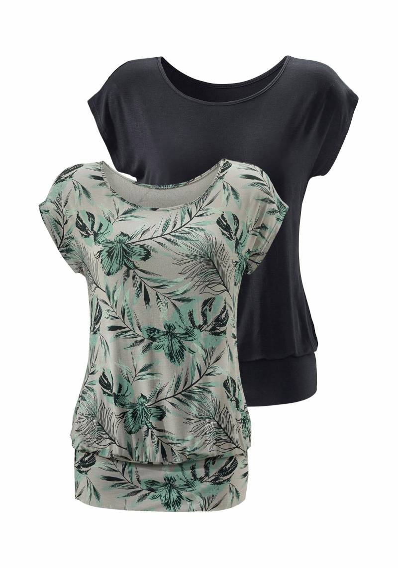 LASCANA Longshirt »mit breitem Bund«, (2er-Pack), aus weichem Viskose-Stretch von Lascana