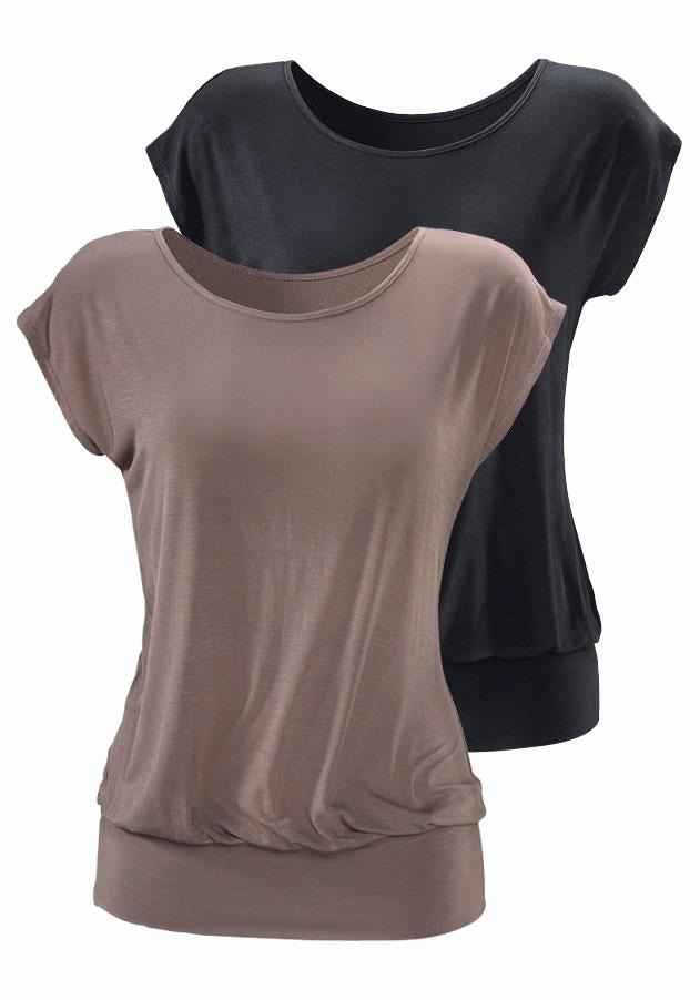 LASCANA Longshirt »mit breitem Bund«, (2er-Pack), aus weichem Viskose-Stretch von Lascana