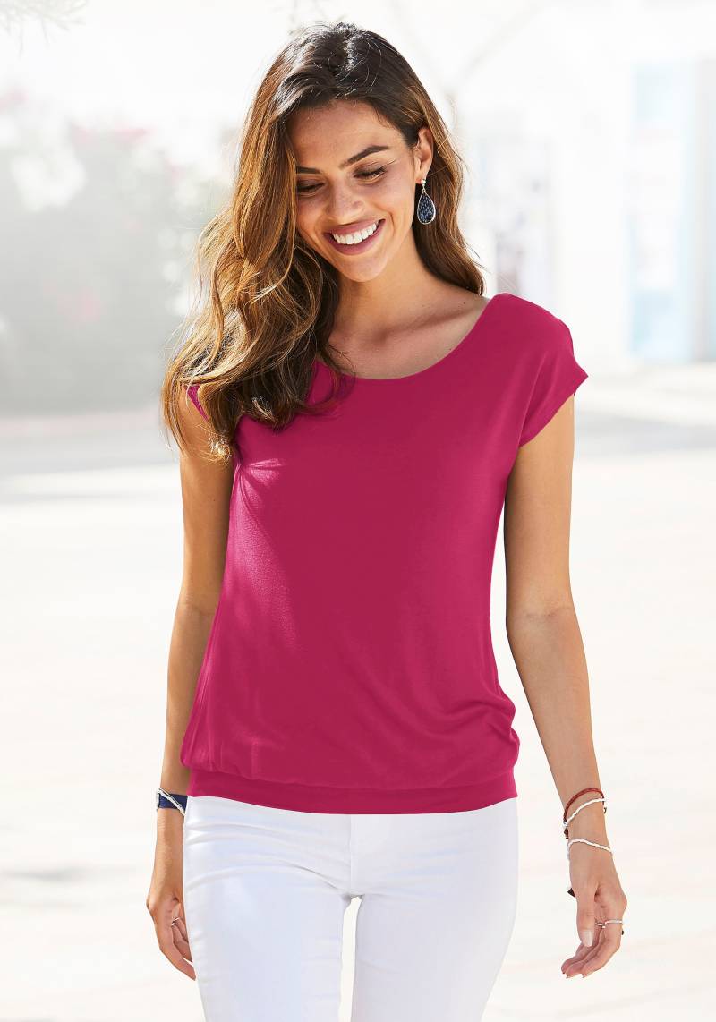 LASCANA Longshirt »mit breitem Bund«, aus weichem Viskose-Stretch von Lascana