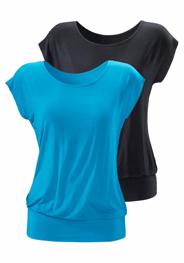 LASCANA Longshirt »mit breitem Bund«, (2er-Pack), aus weichem Viskose-Stretch von Lascana