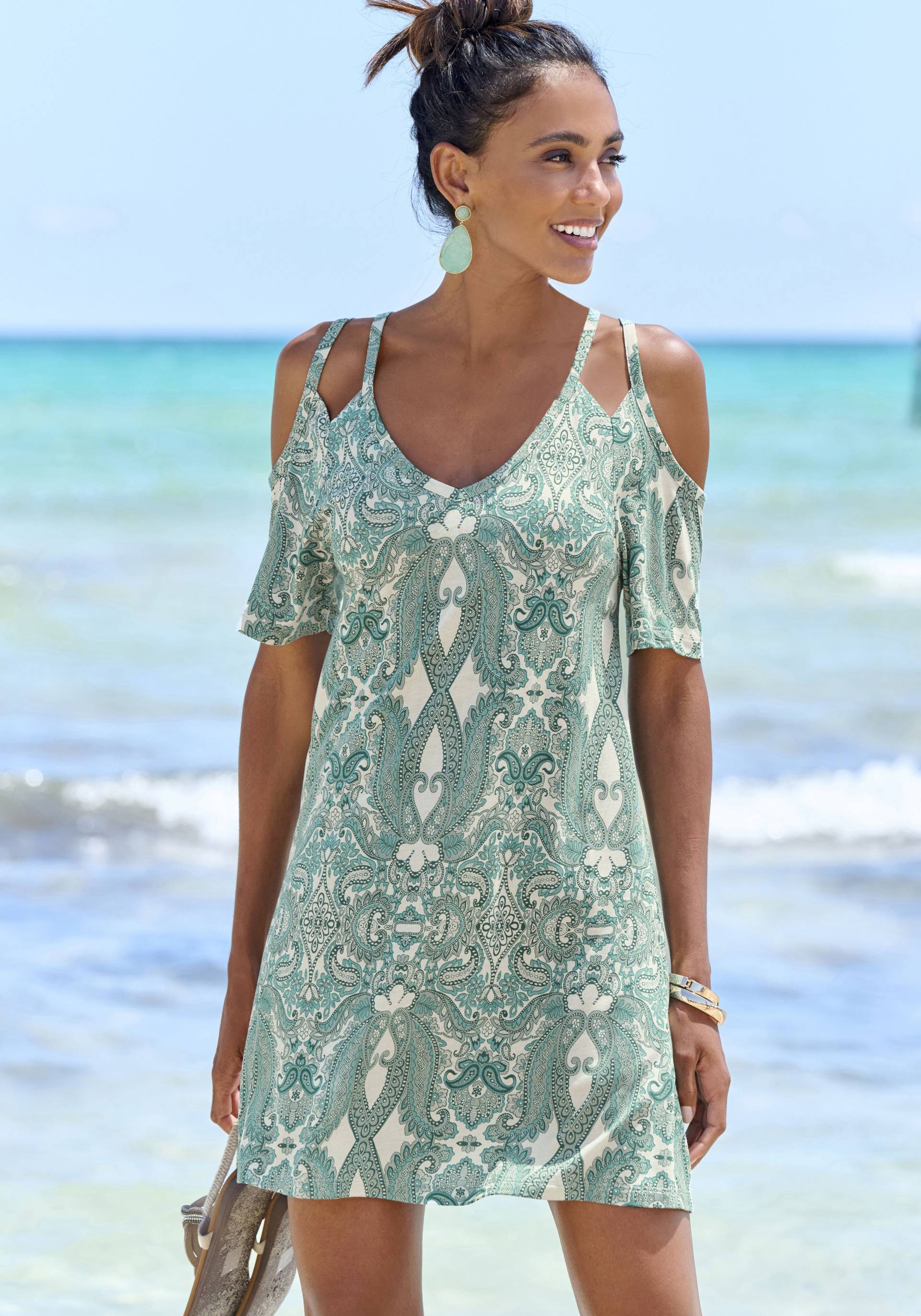 LASCANA Longshirt, mit Trägerdetails, Strandkleid im Alloverdruck, luftiges Sommerkleid von Lascana