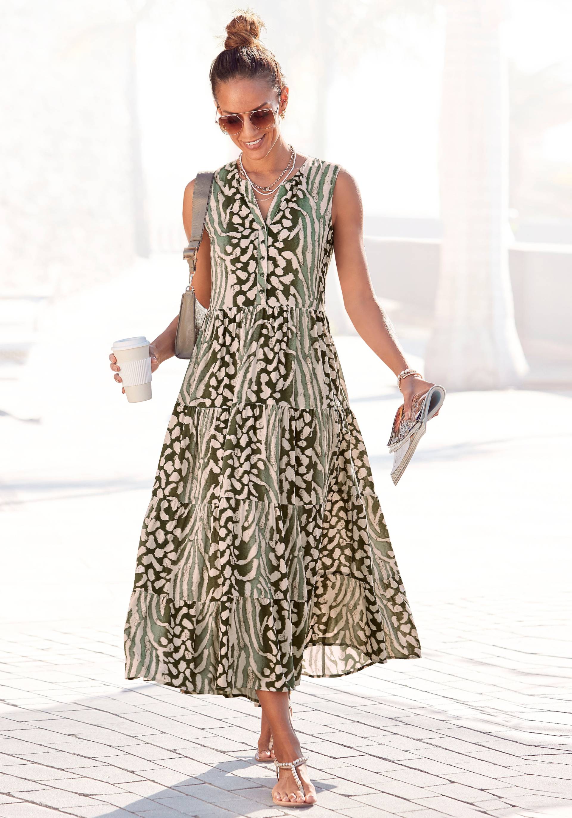 LASCANA Maxikleid, mit Animalprint und Knopfleiste, Sommerkleid, Strandkleid von Lascana