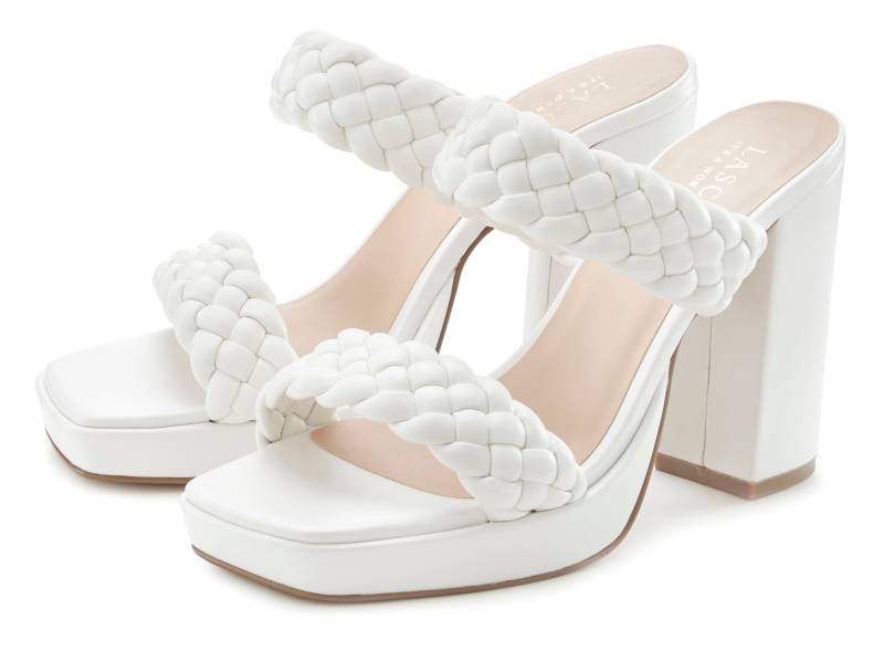 LASCANA Pantolette, Mule, Sandale, offener Schuh, raffinierte Riemchen im Flecht-Design von Lascana