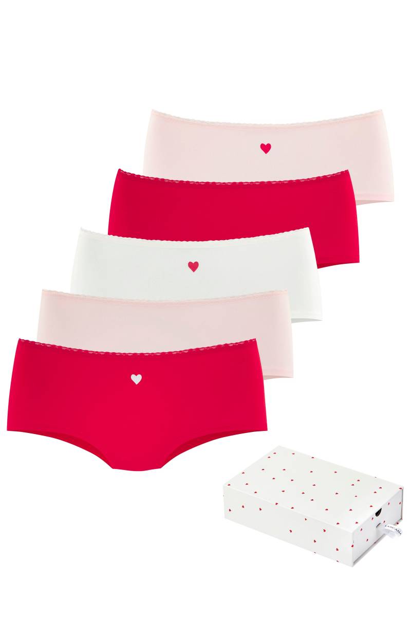 LASCANA Panty, (5er-Pack), mit süssen Herzchen-Prints und aus elastischer Baumwoll-Qualität von Lascana