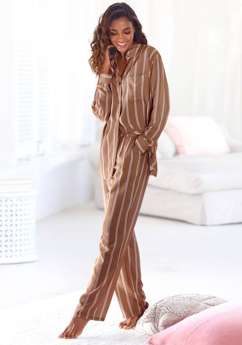 LASCANA Pyjama, (2 tlg.), im klassischen Stil von Lascana