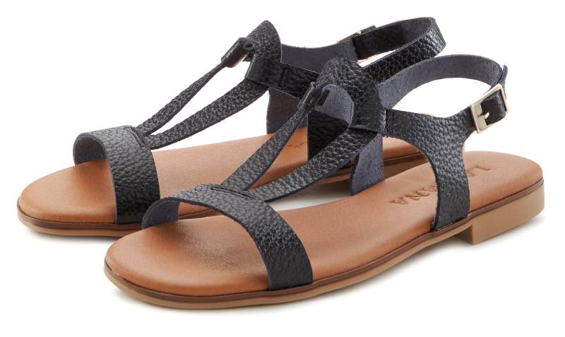 LASCANA Sandale »Sommerschuh«, Sandalette, Sommerschuh aus hochwertigem Leder im Metallic-Look von Lascana