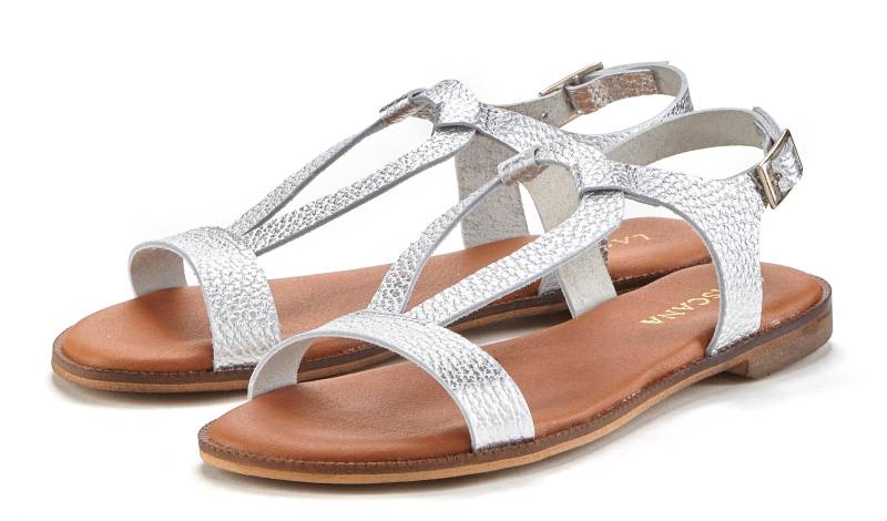 LASCANA Sandale »Sommerschuh«, Sandalette, Sommerschuh aus hochwertigem Leder im Metallic-Look von Lascana