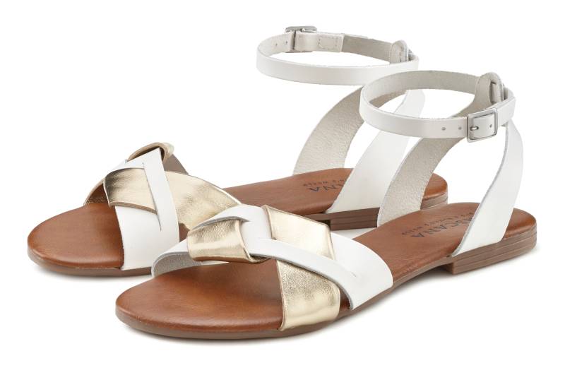 LASCANA Sandale »Sommerschuh«, Sandalette, Sommerschuh aus hochwertigem Leder mit Metallic Optik von Lascana