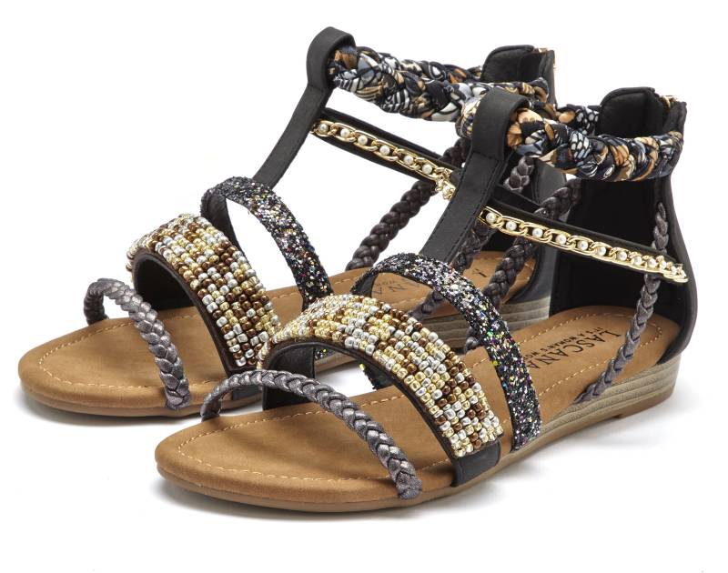LASCANA Sandale »Sommerschuh«, Sandalette, Sommerschuh im Festival-Look, aufwendige Verzierung VEGAN von Lascana