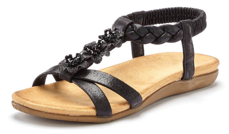 LASCANA Sandale »Sommerschuh«, Sandalette, Sommerschuh mit Schmucksteinchen und elastischem Riemchen von Lascana