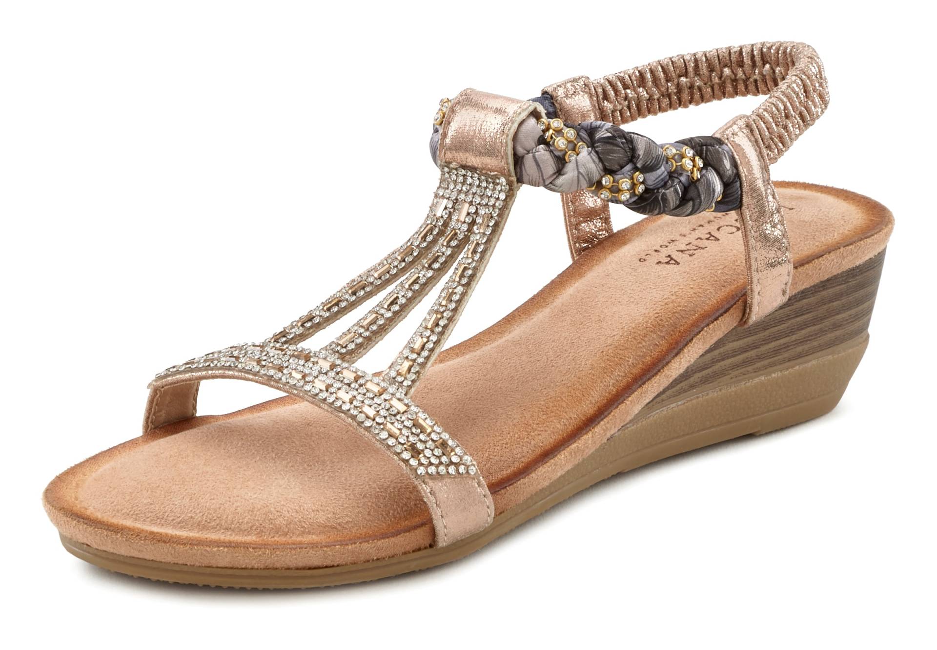 LASCANA Sandale »Sommerschuh«, mit Schmucksteinen, Glitzer, elastische Riemen, Sandalette,Sommerschuh von Lascana
