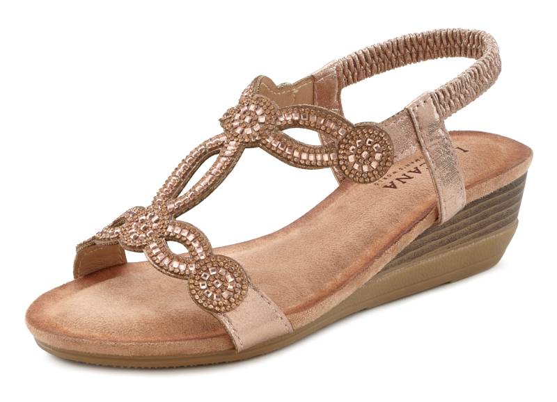 LASCANA Sandalette »Sommerschuh«, mit Schmucksteinen, Glitzer, elastische Riemen, Sandale,Sommerschuh von Lascana