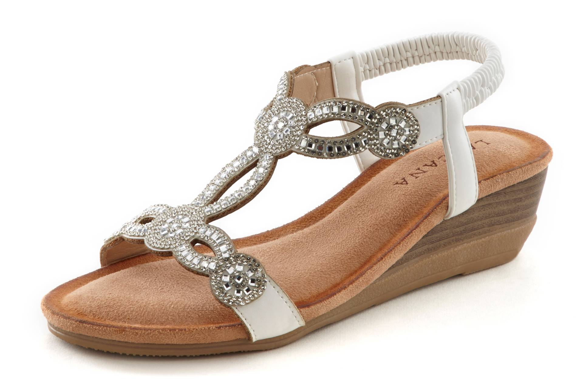 LASCANA Sandalette »Sommerschuh«, mit Schmucksteinen, Glitzer, elastische Riemen, Sandale,Sommerschuh von Lascana