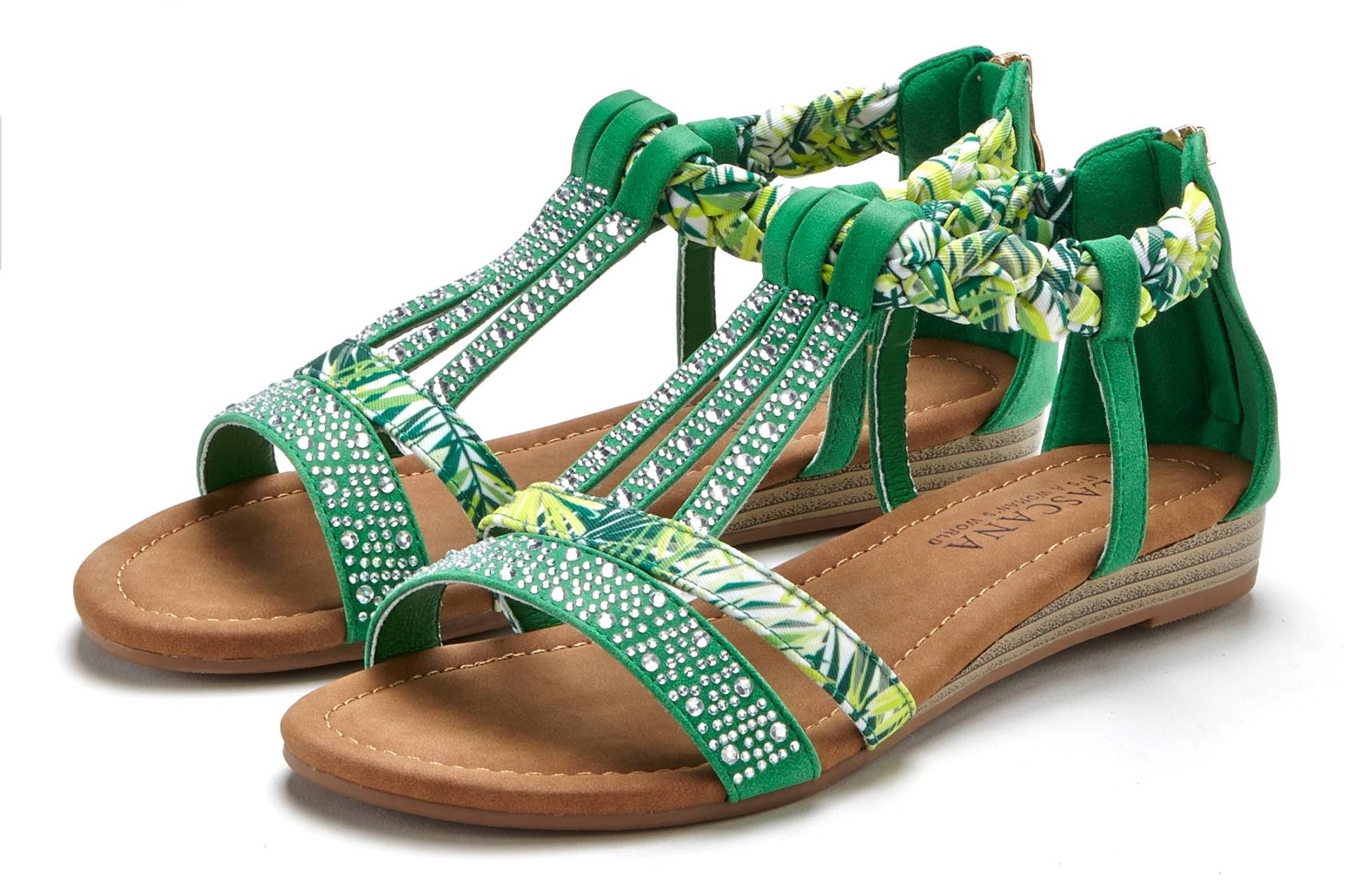 LASCANA Sandale »Sommerschuh«, Sandalette, Sommerschuh mit Verzierung und kleinem Keilabsatz VEGAN LASCANA Sandale »Sommerschuh«, Sandalette, Sommerschuh mit Verzierung und kleinem Keilabsatz VEGAN von Lascana