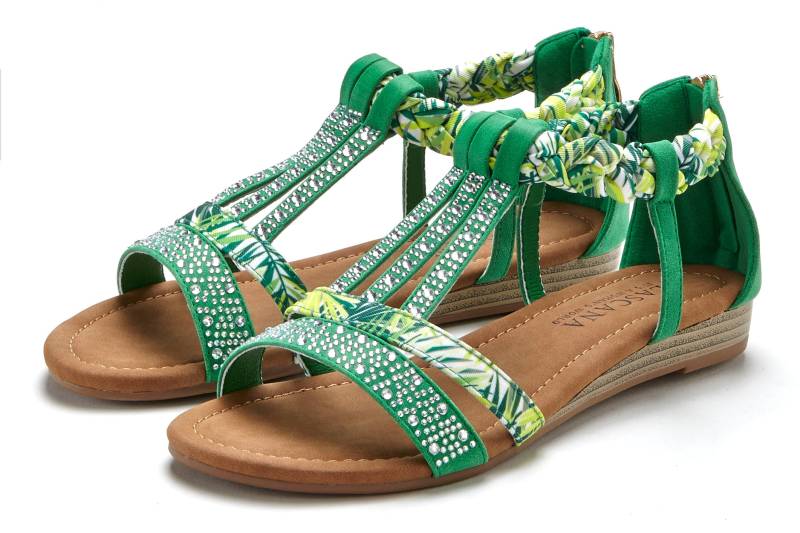 LASCANA Sandale »Sommerschuh«, Sandalette, Sommerschuh mit Verzierung und kleinem Keilabsatz VEGAN von Lascana