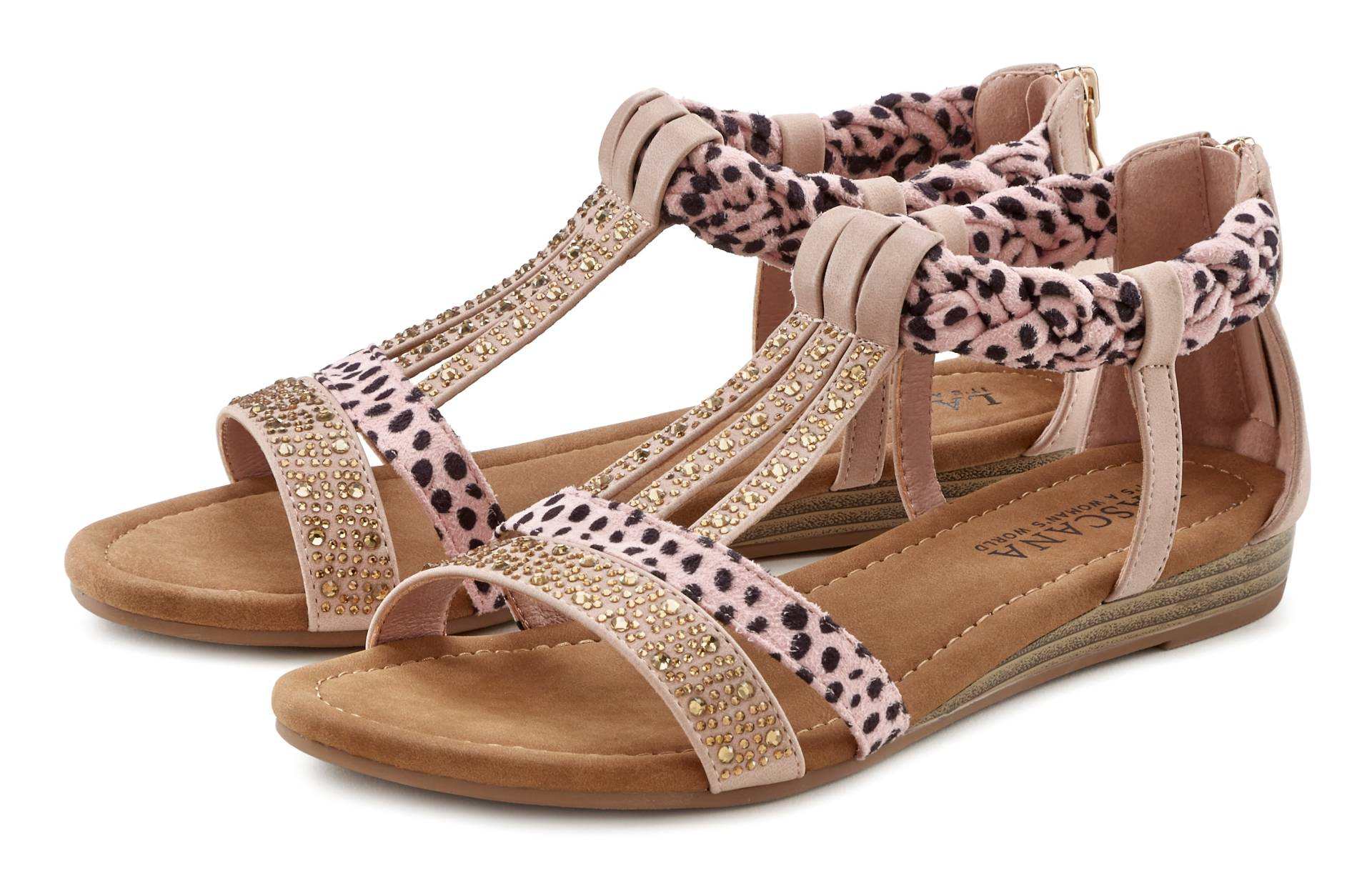 LASCANA Sandale »Sommerschuh«, Sandalette, Sommerschuh mit Verzierung und kleinem Keilabsatz VEGAN LASCANA Sandale »Sommerschuh«, Sandalette, Sommerschuh mit Verzierung und kleinem Keilabsatz VEGAN von Lascana