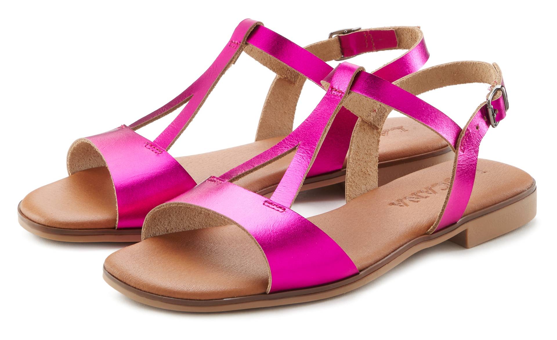 LASCANA Sandale »Sommerschuh«, aus Leder im Metallic-Look, Sandalette, Sommerschuh von Lascana