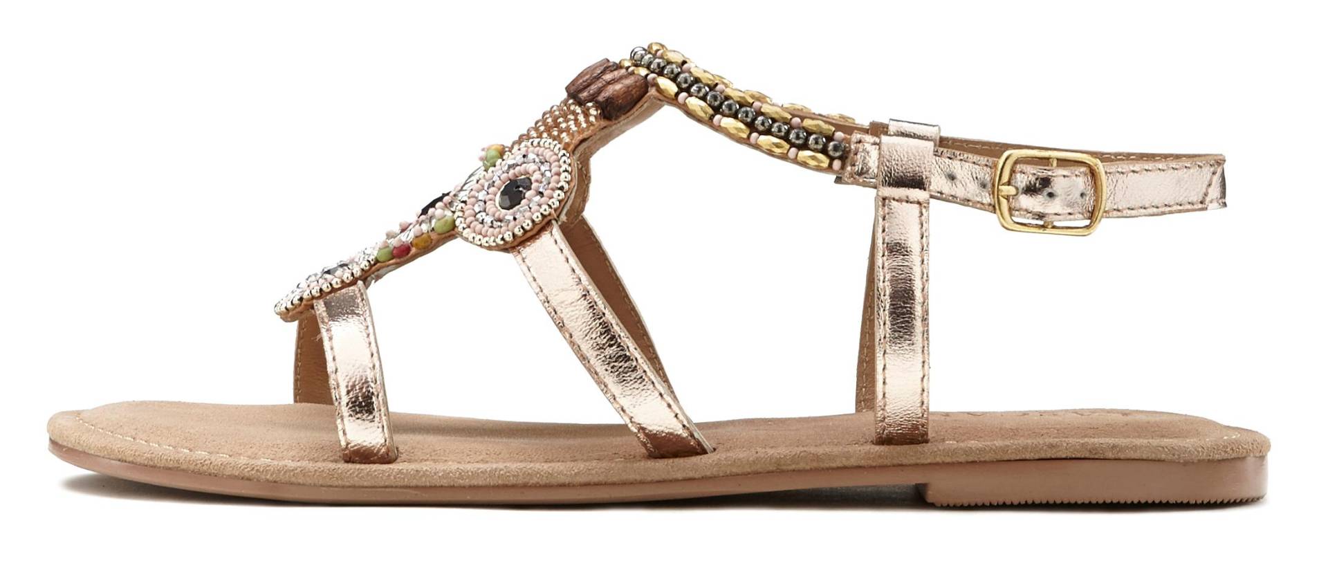 LASCANA Sandale »Sommerschuh«, Sandalette, Sommerschuh aus Leder mit Steinchen in Glitzer-Optik LASCANA Sandale »Sommerschuh«, Sandalette, Sommerschuh aus Leder mit Steinchen in Glitzer-Optik von Lascana