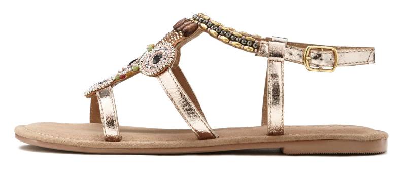 LASCANA Sandale »Sommerschuh«, Sandalette, Sommerschuh aus Leder mit Steinchen in Glitzer-Optik von Lascana