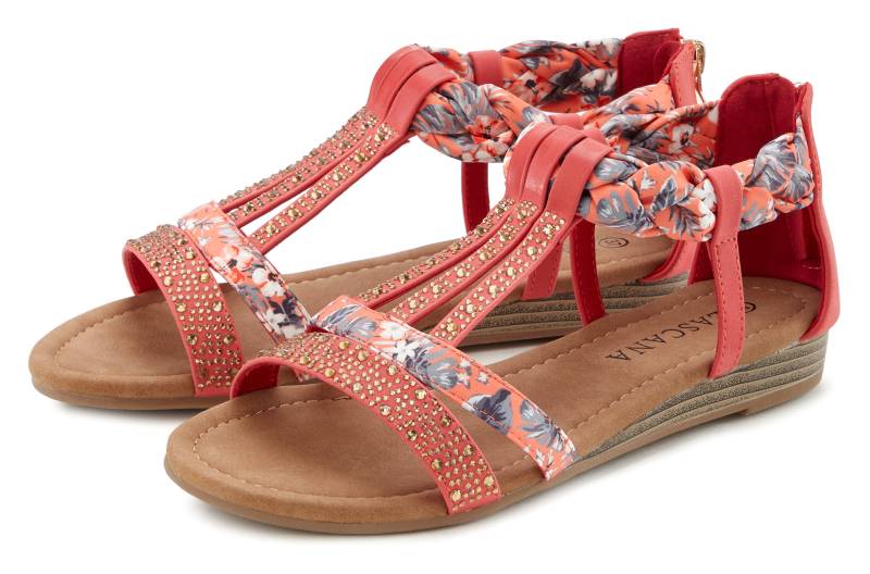 LASCANA Sandale »Sommerschuh«, Sandalette, Sommerschuh mit Verzierung und kleinem Keilabsatz VEGAN von Lascana