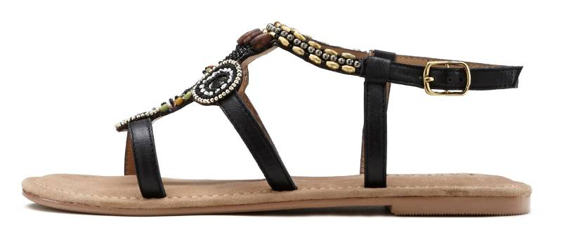 LASCANA Sandale »Sommerschuh«, Sandalette, Sommerschuh aus Leder mit Steinchen in Glitzer-Optik von Lascana