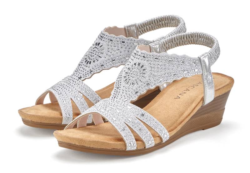 LASCANA Sandalette »Sommerschuh«, Sandale, Sommerschuh mit Glitzerdetails und elastischem Riemchen von Lascana