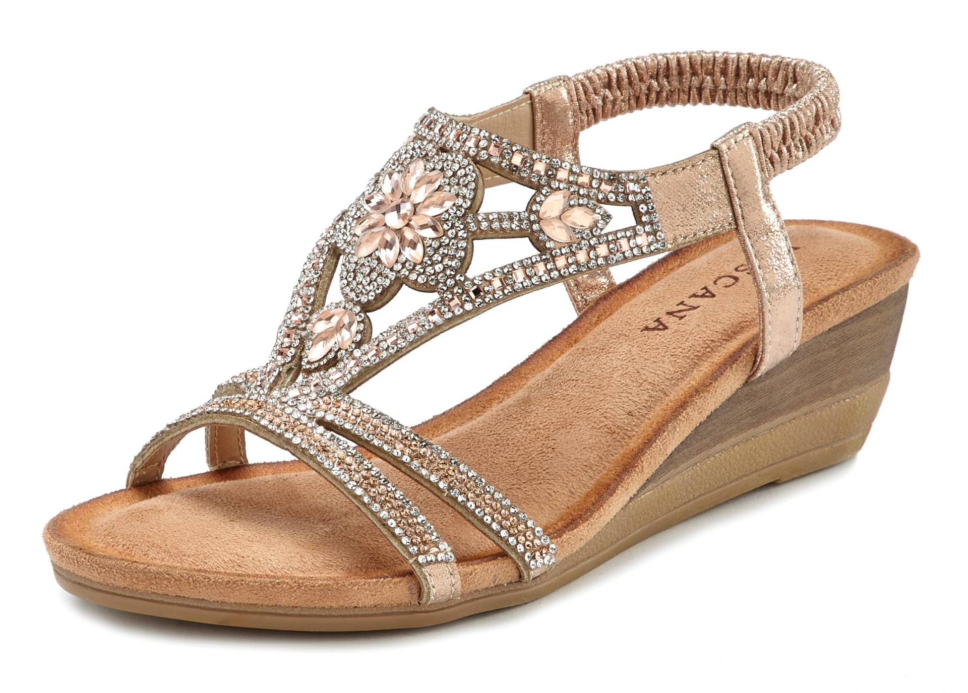 LASCANA Sandale, mit Keilabsatz,elastischem Riemen,Glitzer-Optik,Sandalette,Sommerschuh LASCANA Sandale, mit Keilabsatz,elastischem Riemen,Glitzer-Optik,Sandalette,Sommerschuh von Lascana
