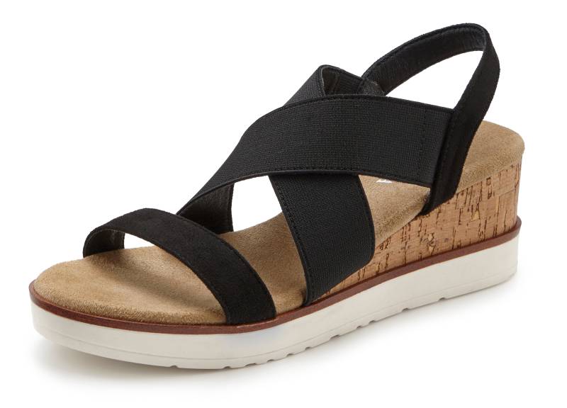 LASCANA Sandalette »Sommerschuh«, Sandale, Sommerschuh mit Keilabsatz und elastischen Riemen VEGAN von Lascana