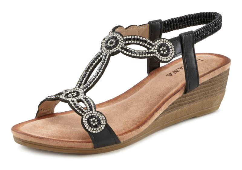 LASCANA Sandalette »Sommerschuh«, mit Schmucksteinen, Glitzer, elastische Riemen, Sandale,Sommerschuh von Lascana