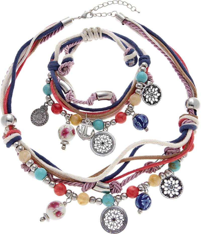 LASCANA Schmuckset »Bettlerarmband und Halsketten Set«, Mit vielen kleinen Anhängern von Lascana