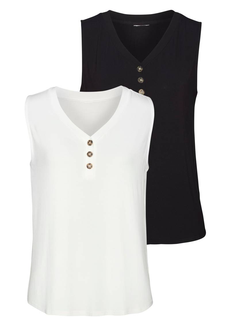 LASCANA Shirttop »mit Zierknöpfen in Hornoptik«, (2er-Pack), aus weichem Viskose-Stretch von Lascana