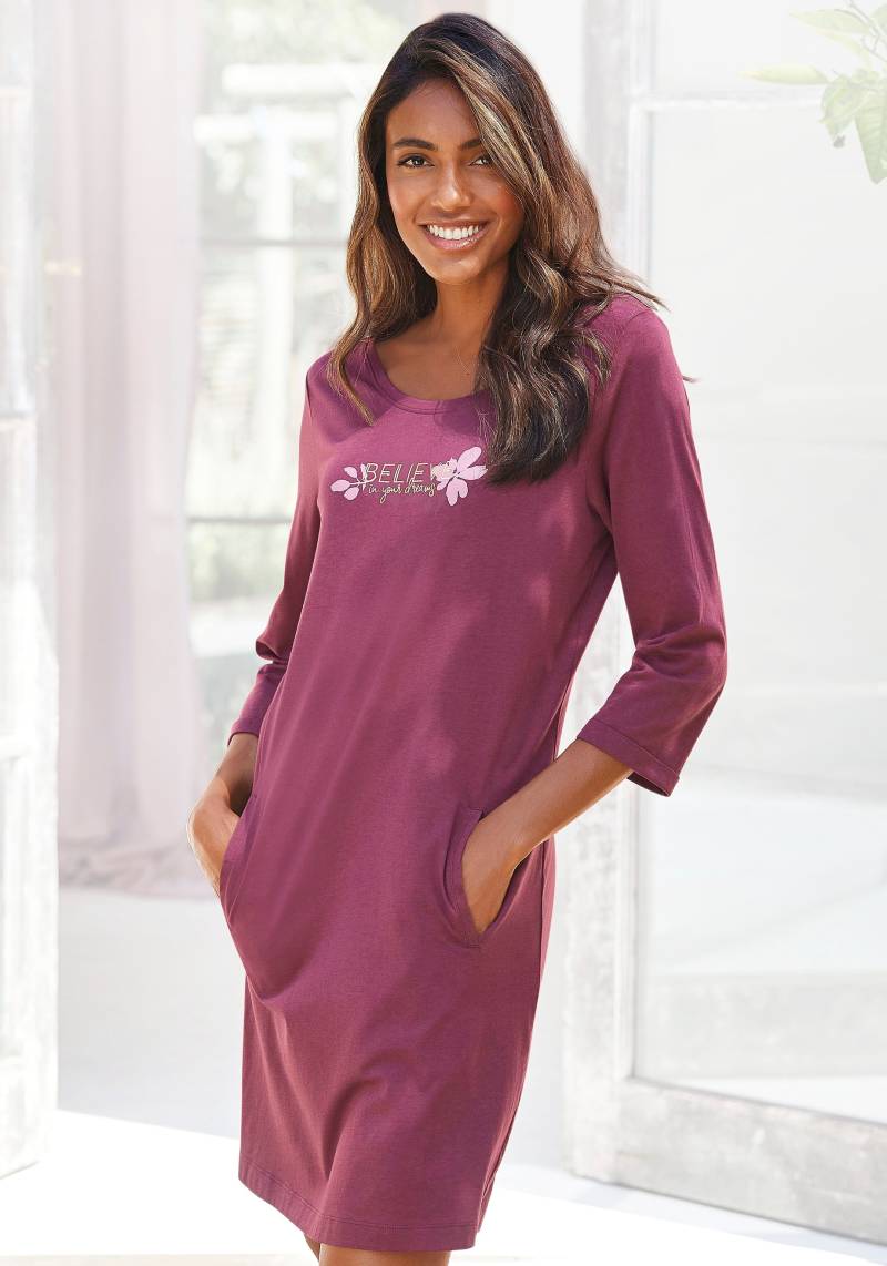 LASCANA Sleepshirt, mit 3/4-Ärmeln und kleinem Frontprint von Lascana
