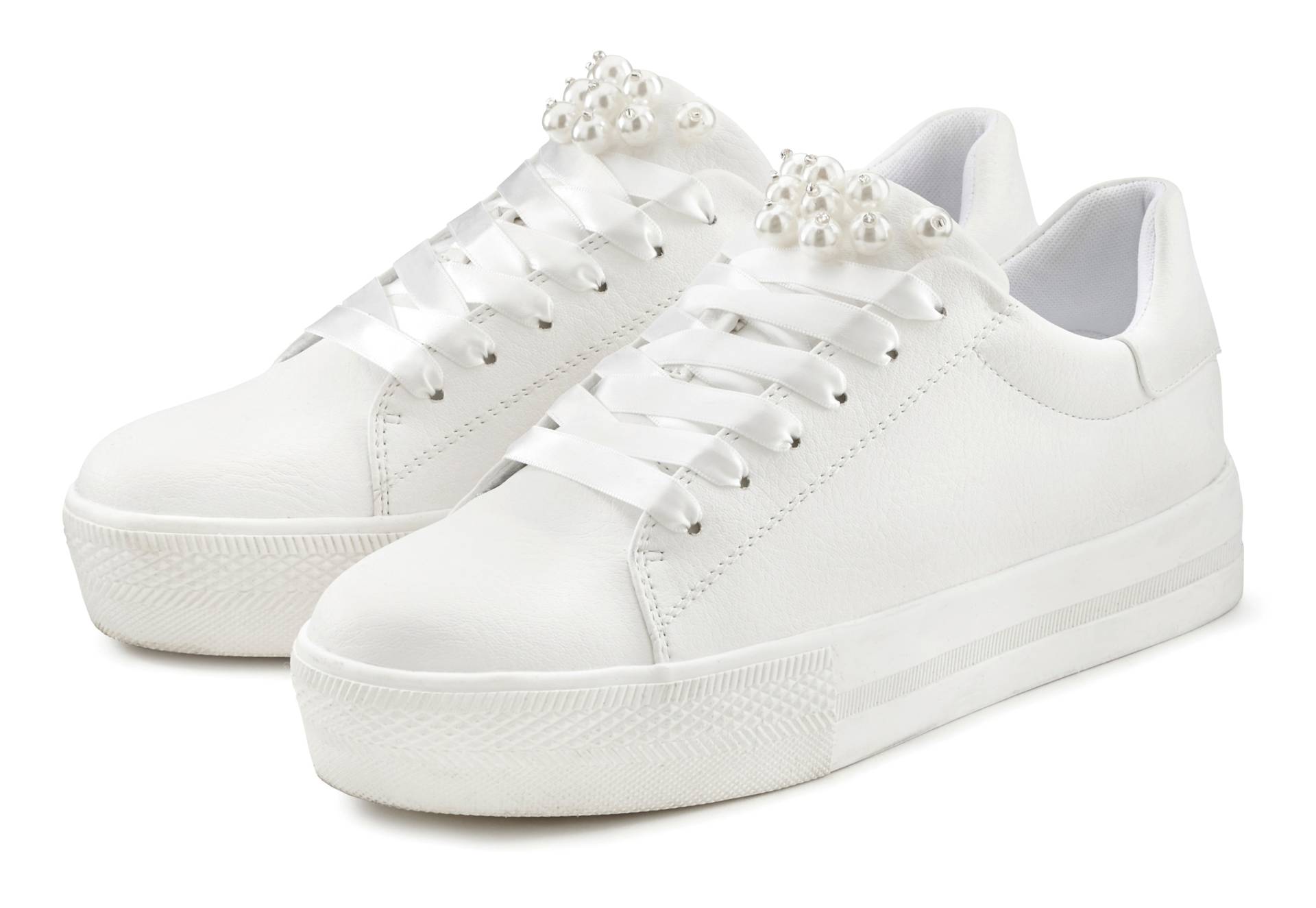 LASCANA Sneaker, mit Perlen, Schnürhalbschuhe, Freizeitschuhe, VEGAN von Lascana