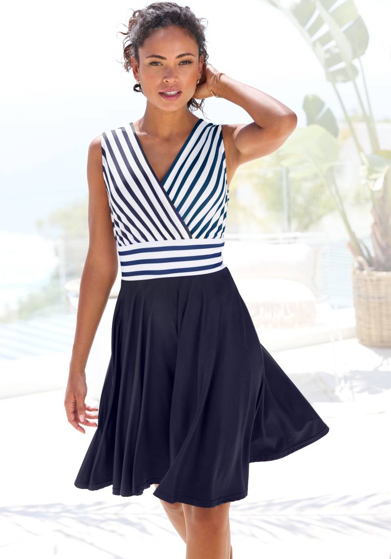 LASCANA Sommerkleid, in Wickeloptik, Strandkleid, maritim von Lascana