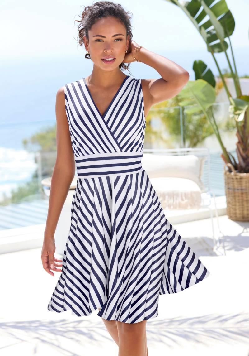 LASCANA Sommerkleid, mit Streifenprint, Wickelkleid, tailliertes Minikleid, casual-chic von Lascana