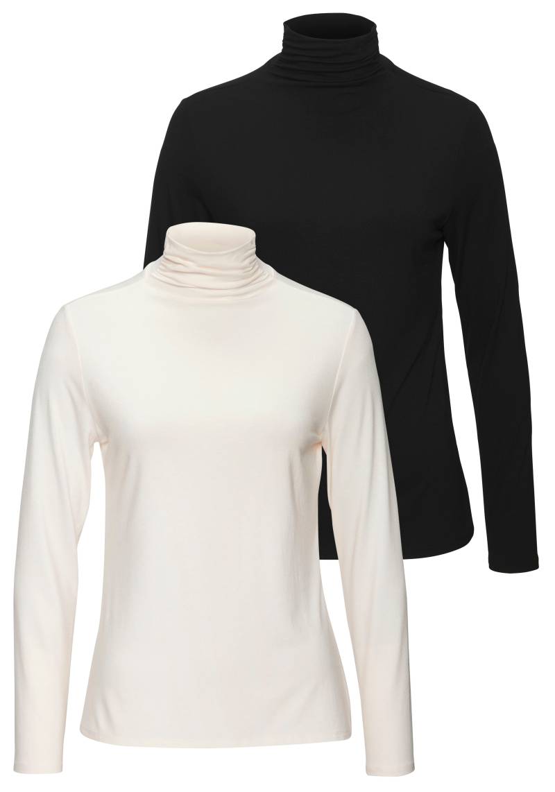 LASCANA Stehkragenshirt »aus weichem Viskose-Stretch«, (2er-Pack) von Lascana