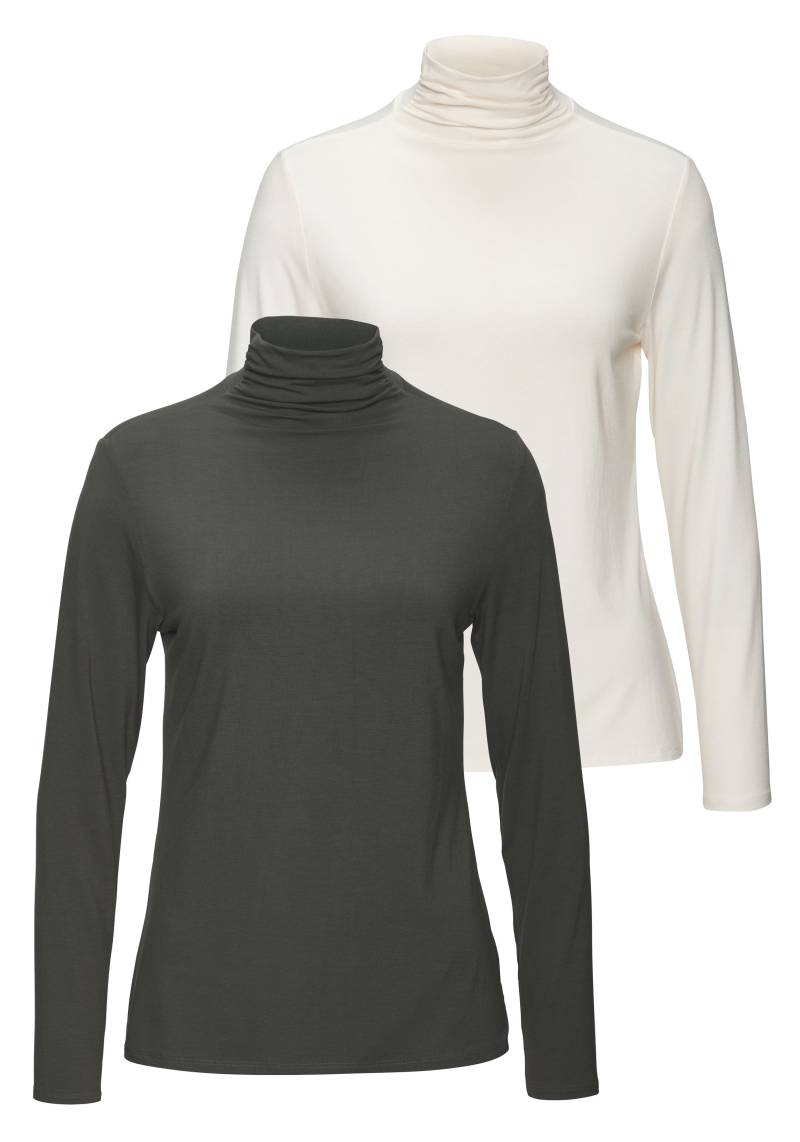 LASCANA Stehkragenshirt »aus weichem Viskose-Stretch«, (2er-Pack) von Lascana