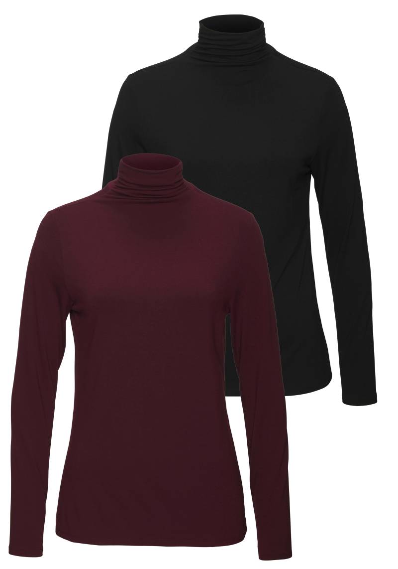 LASCANA Stehkragenshirt »aus weichem Viskose-Stretch«, (2er-Pack) von Lascana