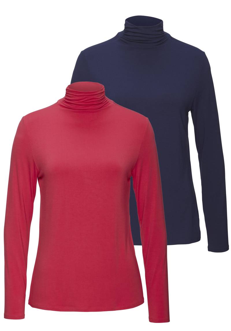 LASCANA Stehkragenshirt »aus weichem Viskose-Stretch«, (2er-Pack) von Lascana