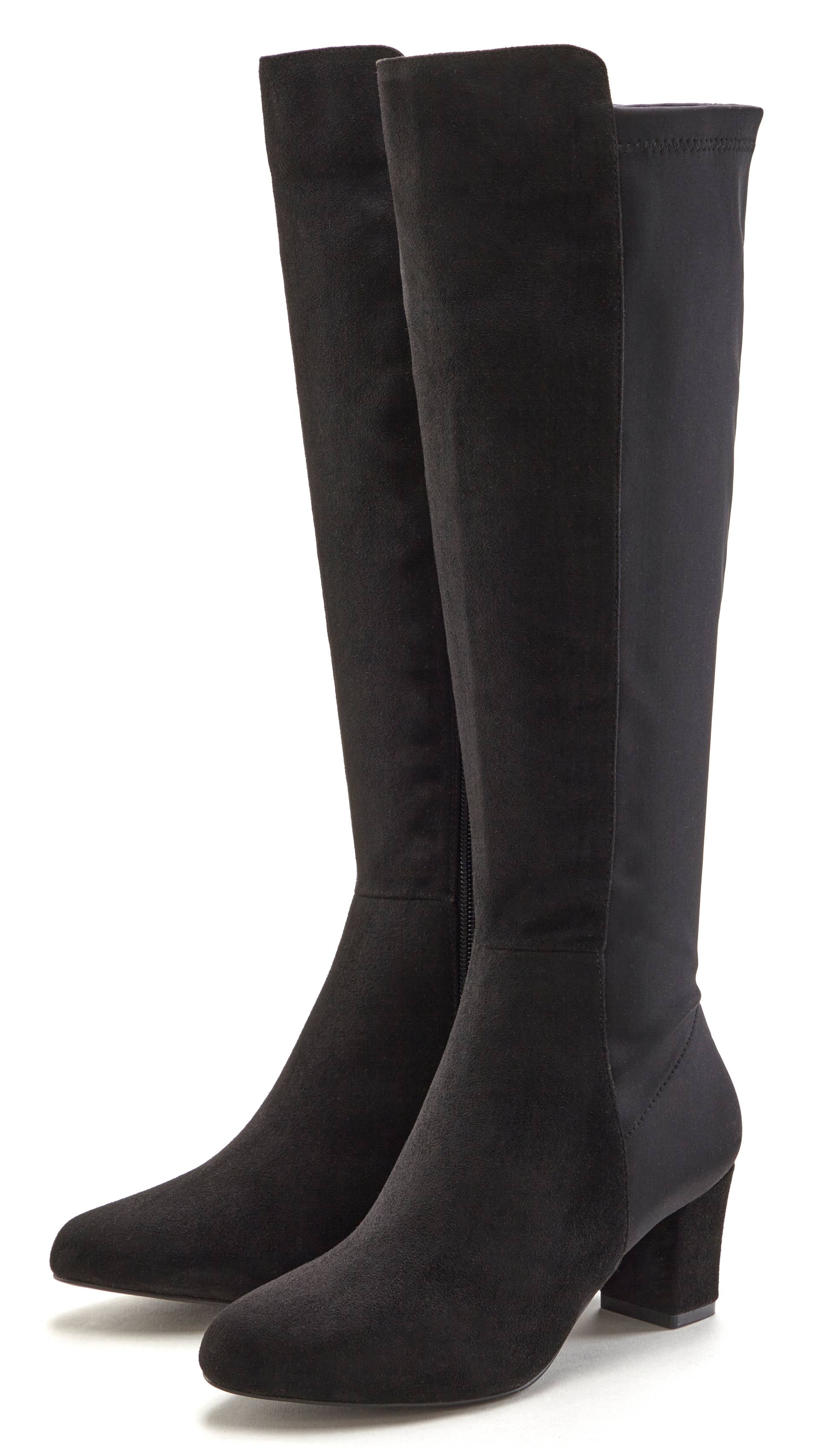 LASCANA Stiefel, mit Stretcheinsatz und Langschaft, Stiefelette, Langer Stiefel VEGAN LASCANA Stiefel, mit Stretcheinsatz und Langschaft, Stiefelette, Langer Stiefel VEGAN von Lascana