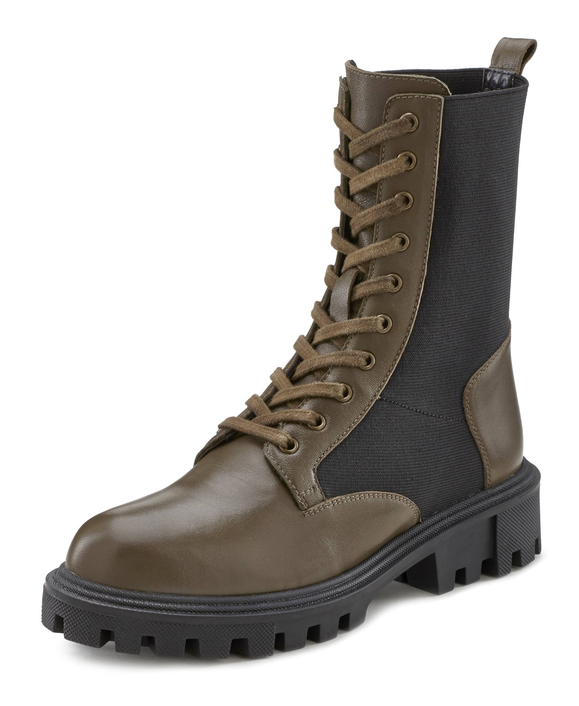 LASCANA Stiefelette, Schnürboots, Bikerboots, Materialmix, Profilsohle LASCANA Stiefelette, Schnürboots, Bikerboots, Materialmix, Profilsohle von Lascana