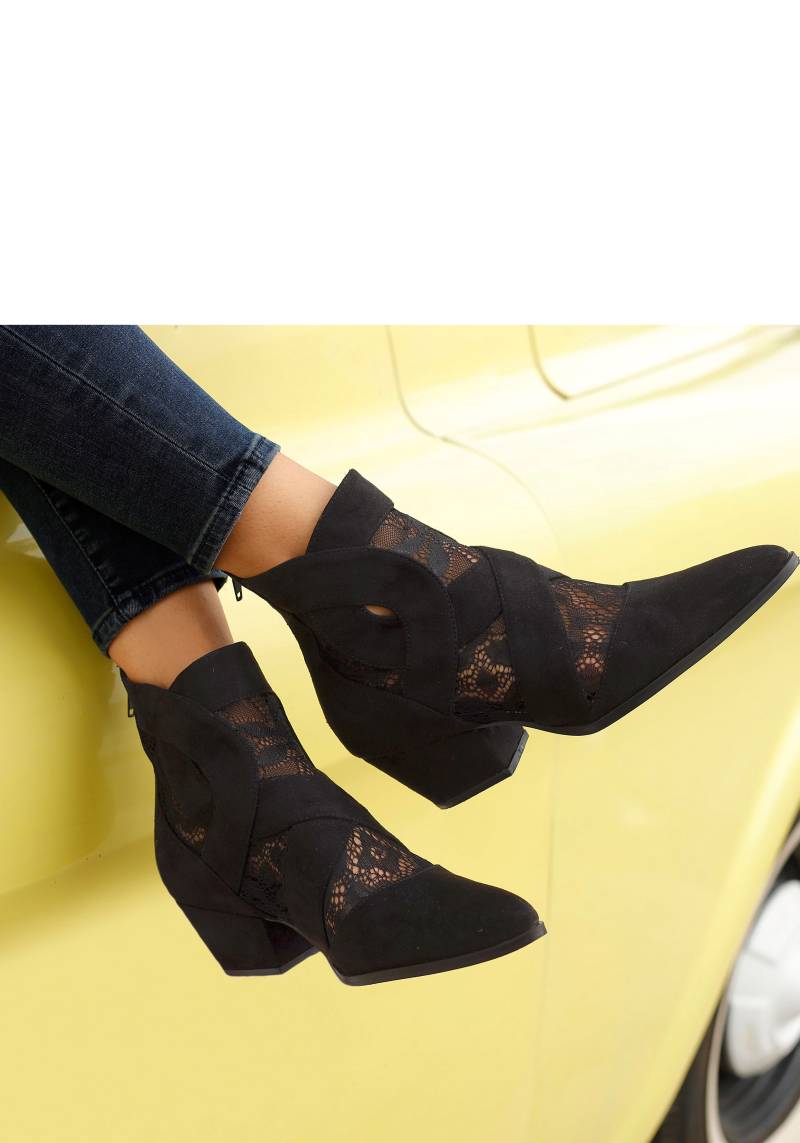 LASCANA Stiefelette, mit Spitze & bequemen Blockabsatz, Cowboy Boots, Westernstiefel von Lascana