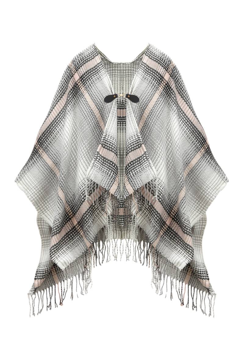 LASCANA Strickponcho »Cape«, modisches Karo Muster & Schnalle, Karotuch, Poncho, Schal, VEGAN von Lascana