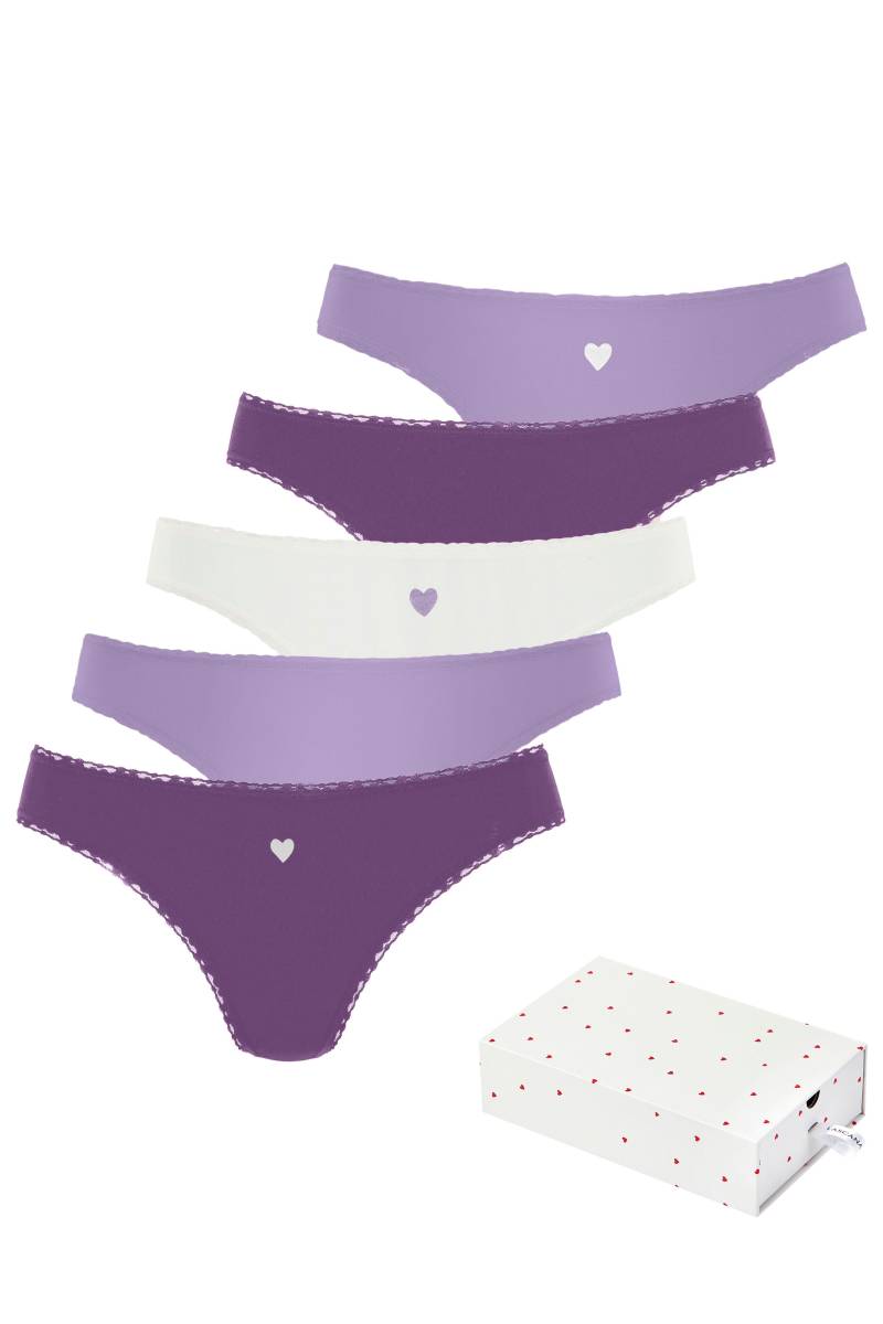 LASCANA String, (5er-Pack), mit süssen Herzchen-Prints und aus elastischer Baumwoll-Qualität von Lascana
