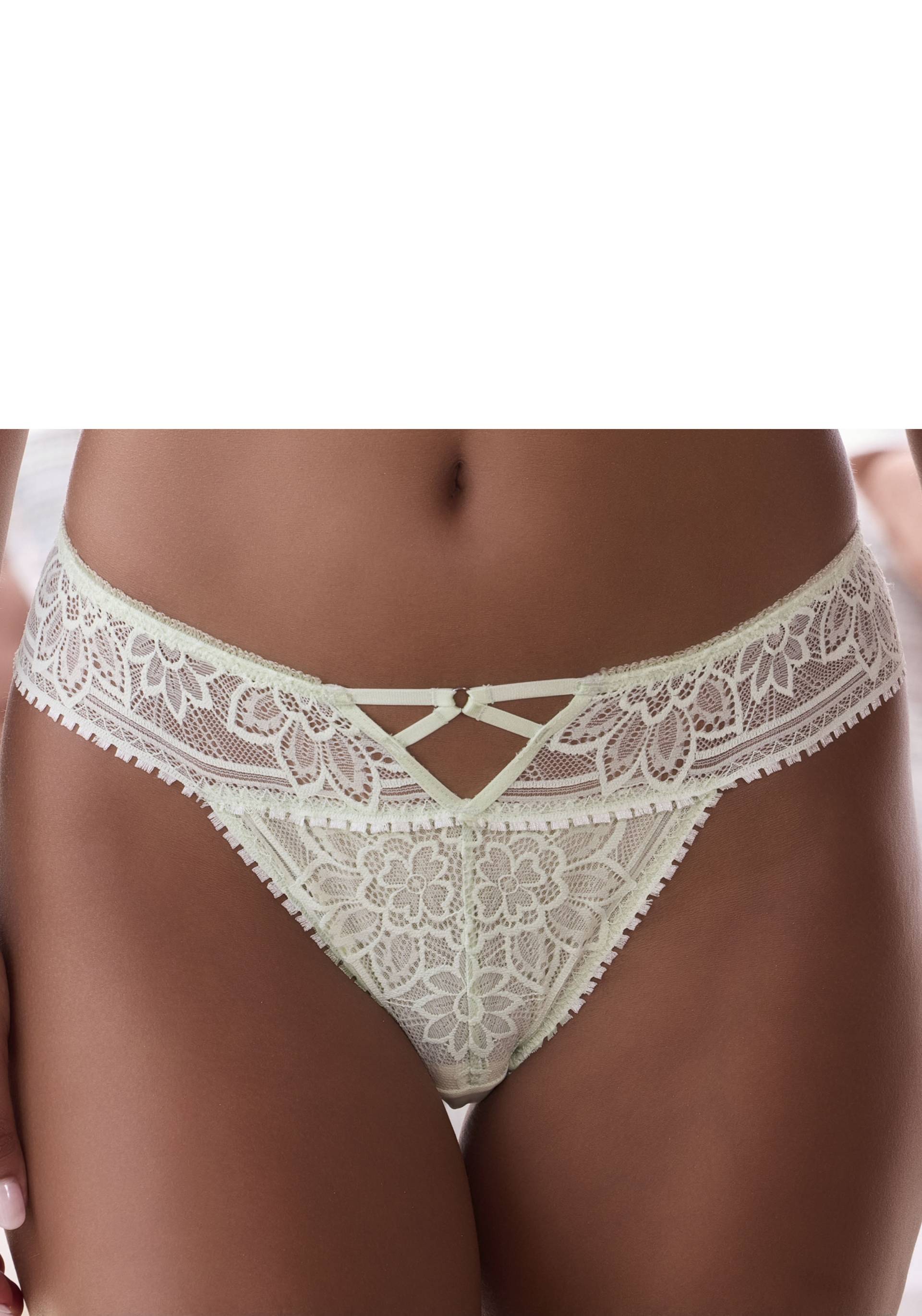 LASCANA String, mit edlem Cut-Out aus floraler Jacquardspitze von Lascana