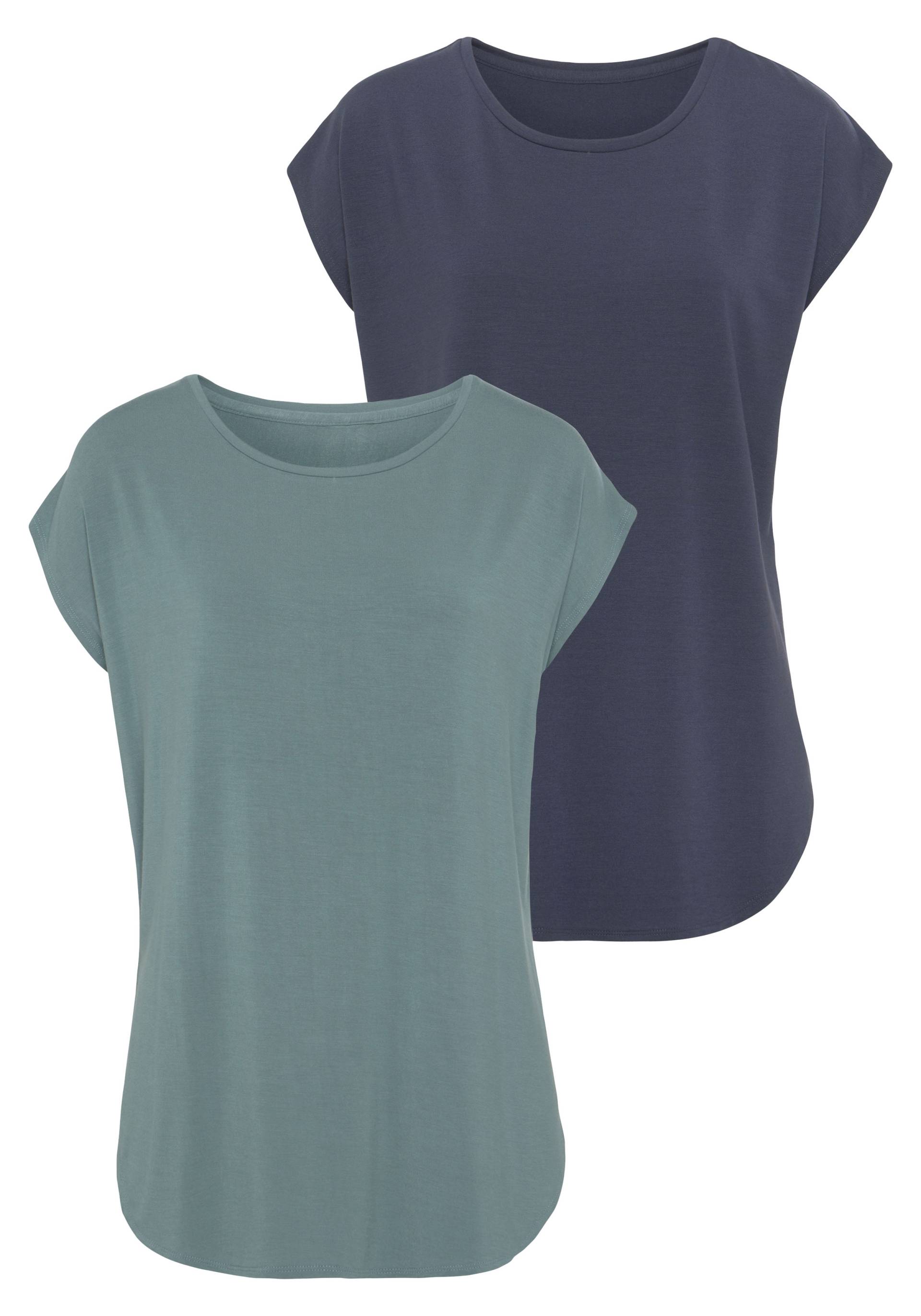 LASCANA Longshirt »mit stark gerundetem Saum«, (2er-Pack), aus weichem Viskose-Stretch von Lascana